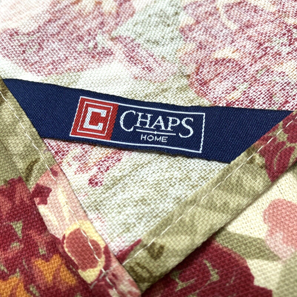 Chaps Brand Cloth Napkins Set of 4 Bold Floral Print in Yellow Pink Red Flowers - Picture 5 of 7